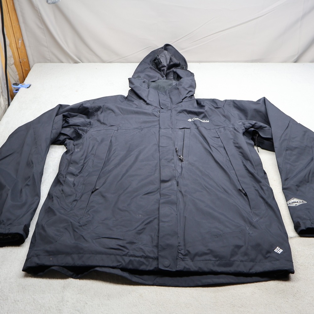 Columbia Jacket Men Large Black Hooded Omni-Heat Waterproof Removable Liner 3in1